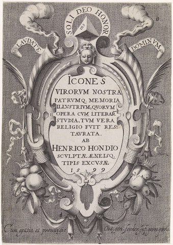 Decorated cartouche, Hendrick Hondius (I), 1599 Canvas Print