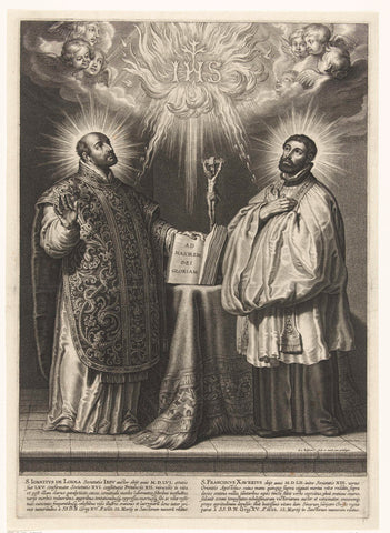 Saints Ignatius of Loyola and Francis Xavier with Christ's Monogram, Schelte Adamsz. Bolswert, 1622 Canvas Print