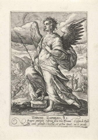 Archangel Zaphkiël, Crispijn van de Passe (I), 1574 - 1637 Canvas Print