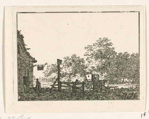 Landscape with wagon for inn, Jacob Cats (1741-1799), 1768 Canvas Print