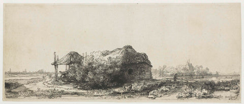 Landscape with a Cottage and a Hay Barn, Rembrandt van Rijn, 1641 Canvas Print