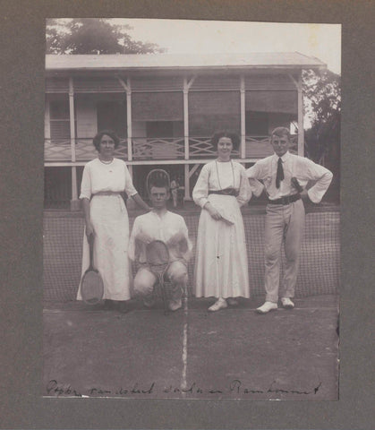 Group photo of four people at the tennis club, anonymous, 1912 Canvas Print