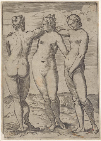 The Three Graces, Agostino Carracci, c. 1590 - c. 1595 Canvas Print