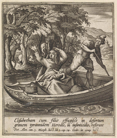 Elisabet op de vlucht met Johannes de Doper, Jacob de Weert, 1580 - 1600 Canvas Print