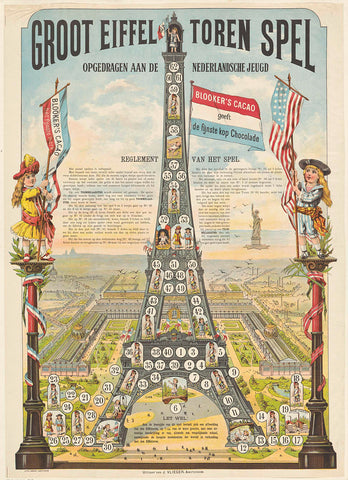 Groot eiffel tower spel / dedicated to the Dutch youth, Jan Vlieger, Amand, 1889 Canvas Print