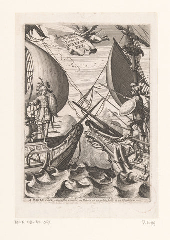 Two ships with soldiers, Abraham Bosse, 1637 Canvas Print