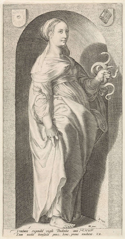 Prudence (Prudentia), Jacob Matham, 1593 Canvas Print