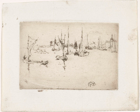 Boats at Dordrecht, James Abbott McNeill Whistler, 1884 Canvas Print