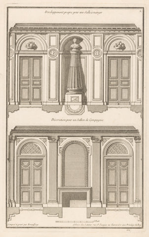 Eetkamer en salon met schouw, Jean François de Neufforge, 1760 Canvas Print