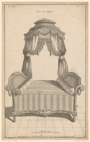 Four-poster bed with roller cushions, Nicolas Dupin, 1772 - 1779 Canvas Print