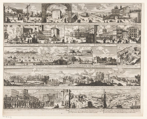 Places in Rome related to the plague, Giovanni Giacomo de'Rossi (possibly), 1657 Canvas Print