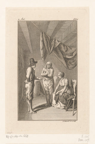 Martin standing between his daughter and her groom, Daniel Nikolaus Chodowiecki, 1784 Canvas Print