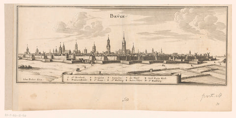 View of Bruges, Caspar Merian, 1654 - c. 1700 Canvas Print