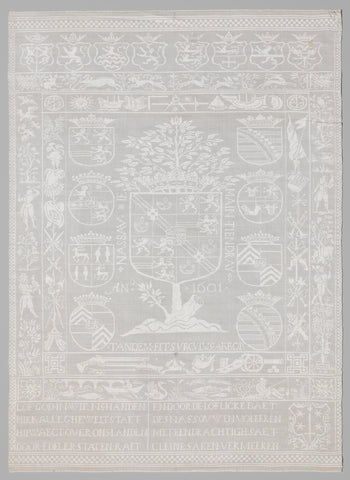 Napkin with the Orange Tree and the coat of arms of Prince Maurice, Passchier Lammertijn, 1601 Canvas Print