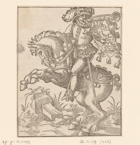 Hoornblazende ruiter, anonymous, Jost Amman, 1580 Canvas Print