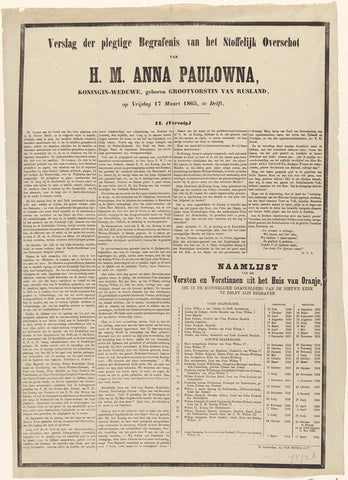 Verslag der plegtige Begrafenis van het Stoffelijk Overschot van H.M. Anna Paulowna, koningin-weduwe, geboren Grootvorstin van Rusland, op Vrijdag 17 Maart 1865, te Delft. II. (Vervolg.), Van Bonga & Co., 1865 Canvas Print