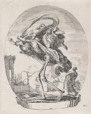 Death with a Woman Over His Shoulder, Stefano della Bella, 1620 - 1664 Canvas Print