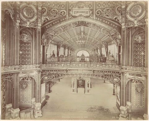 Exhibition hall at the 1889 World's Fair in Paris, Neurdein Frères, 1889 Canvas Print