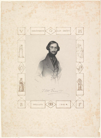Portrait of Heinrich Wilhelm Ernst, anonymous, 1822 - 1845 Canvas Print