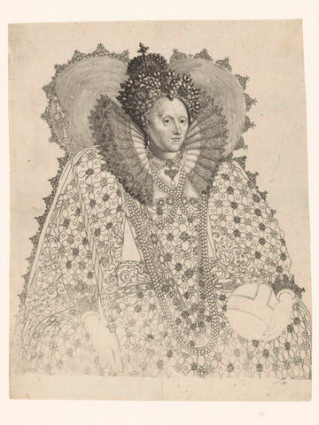 Portrait of Elizabeth I Tudor, Queen of England, Crispijn van de Passe (I), after 1603 - 1637 Canvas Print