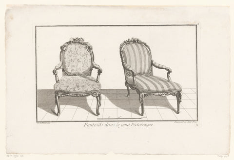 Two chairs with armrests, anonymous, 1745 - 1775 Canvas Print