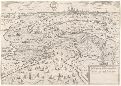 Dikes pierced near Antwerp, 1585, Frans Hogenberg, 1585 Canvas Print