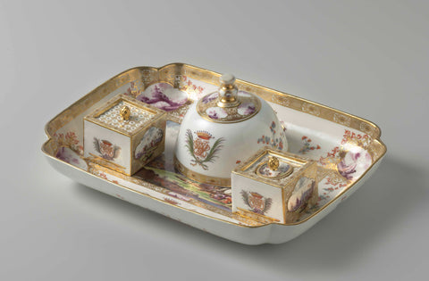 Inkstand with the arms of Ernst Johann von Biron, Meissener Porzellan Manufaktur, c. 1735 - c. 1740 Canvas Print