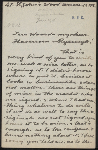 Letter to Pieter Haverkorn van Rijsewijk, Matthijs Maris, 1906 Canvas Print