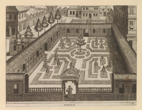 Garden with a ground floor enclosed by a corridor of latticework, anonymous, c. 1600 - c. 1601 Canvas Print