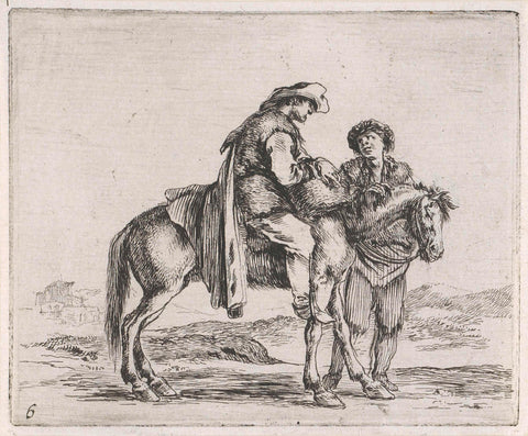 Man on horseback talking to a standing man, Stefano della Bella, 1632 - 1664 Canvas Print