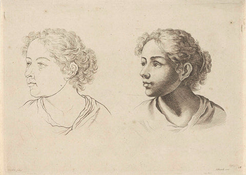 Study of the head of a young woman, anonymous, 1675 - 1711 Canvas Print