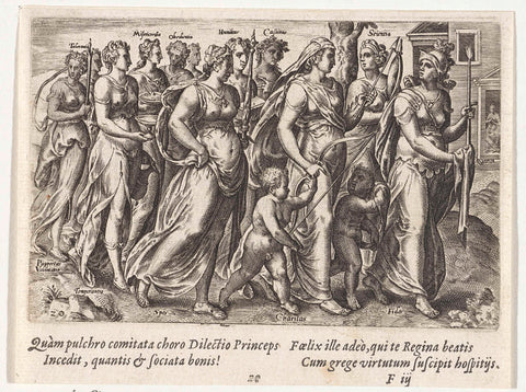 Virtues on the Way to the Bride, Johannes Wierix (possibly), 1574 Canvas Print