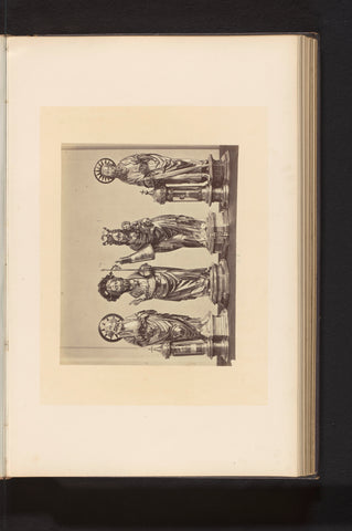 Four relic cabinets in the form of sculptures from the Basilica of Our Lady in Tongeren, exhibited at an exhibition on religious objects from the Middle Ages and Renaissance in 1864 in Mechelen, Joseph Maes, 1864 Canvas Print