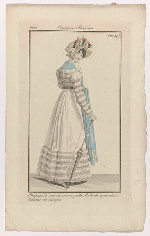 Journal des Dames et des Modes, Costume Parisien, 15 July 1822, (2081): Chapeau de tissu de soi (...), anonymous, 1822 Canvas Print