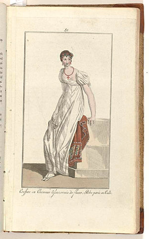 Elegantia, or magazine of fashion, luxury and taste for ladies, October 1808, No. 59: Coeffure and Cheveux lisses..., anonymous, 1808 Canvas Print