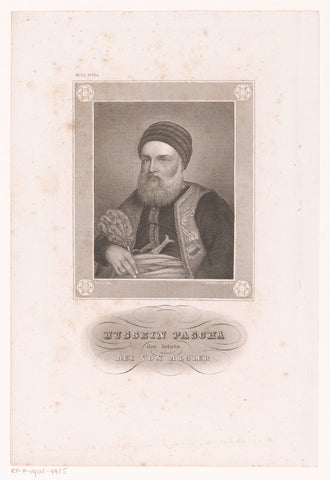 Portrait of Hussein, dey of Algiers, Ferdinand Bahmann, 1840 - 1855 Canvas Print