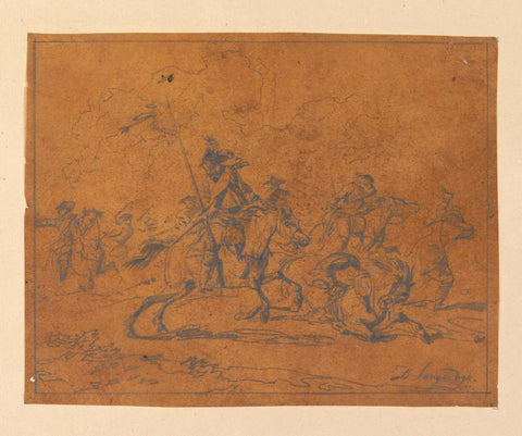 Fleeing Horsemen, Christiaan Josi (possibly), 1795 - 1821 Canvas Print