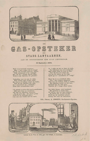 Kermisprent van de gaslantnopstekers van Amsterdam voor het jaar 1870, anonymous, 1870 Canvas Print