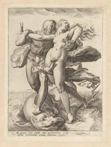 Neptunus en Caenis, Hendrick Goltzius (workshop of), 1586 - 1590 Canvas Print