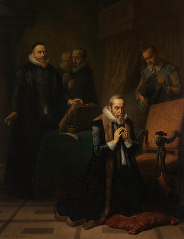 The last prayer of Johan van Oldenbarnevelt, Simon Opzoomer, 1840 - 1878 Canvas Print