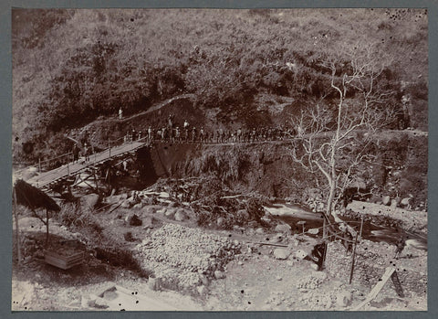 Beginning of the construction of the bridge over the Woih ni Enang, anonymous, 1903 - 1913 Canvas Print