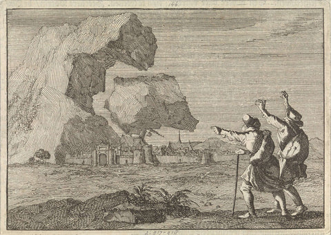 Salzburg is destroyed by a crashing mountain, 1669, Caspar Luyken, 1698 Canvas Print