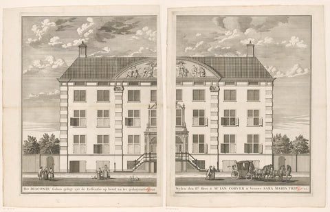 View of the façade of the Corvershof in Amsterdam, consisting of two parts, Jan Smit (I), 1723 - 1748 Canvas Print