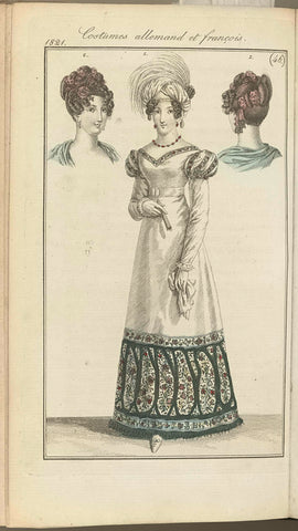 Journal des Dames et des Modes, editie Frankfurt 11 November 1821, Costumes allemand et françois (46), anonymous, 1821 Canvas Print