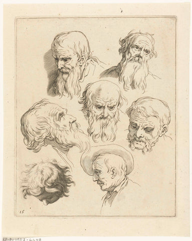 Detailed study of men's heads, Frederick Bloemaert, c. 1650 - c. 1656 Canvas Print