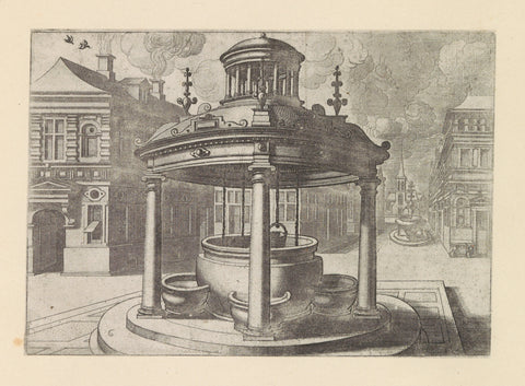 Round well under a dome with a lantern, Johannes or Lucas van Doetechum, c. 1574 Canvas Print