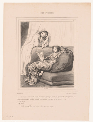 Woman reads to her friend from her own story, Paul Gavarni, 1839 Canvas Print