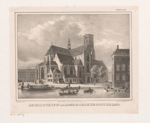 View of the Sint-Laurenskerk Rotterdam, Hendrik Altmann, Gebroeders J. and H. van Langenhuysen (1846-1906), 1830 - 1863 Canvas Print