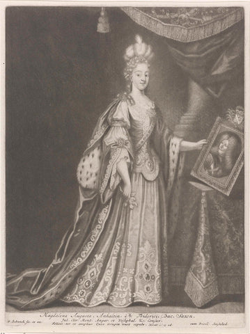 Portrait of Magdalena Augusta of Anhalt-Zerbst, Duchess of Saxe-Gotha, Pieter Schenk (I), 1670-1713 Canvas Print