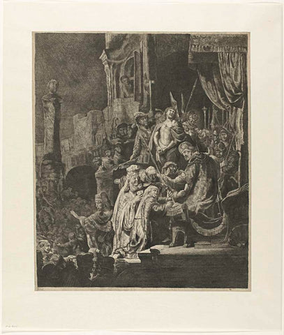 Christ before Pilate: large plate, anonymous, Rembrandt van Rijn Canvas Print